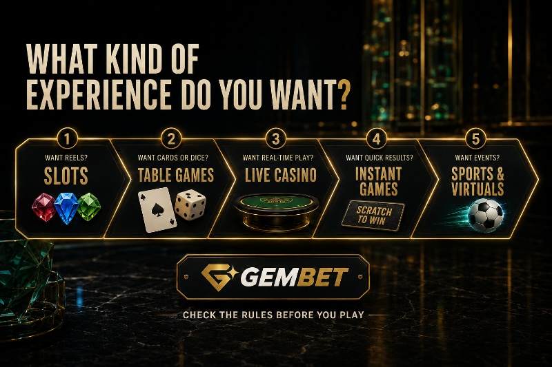 Gembet games guide comparing reels cards live tables instant games and sports
